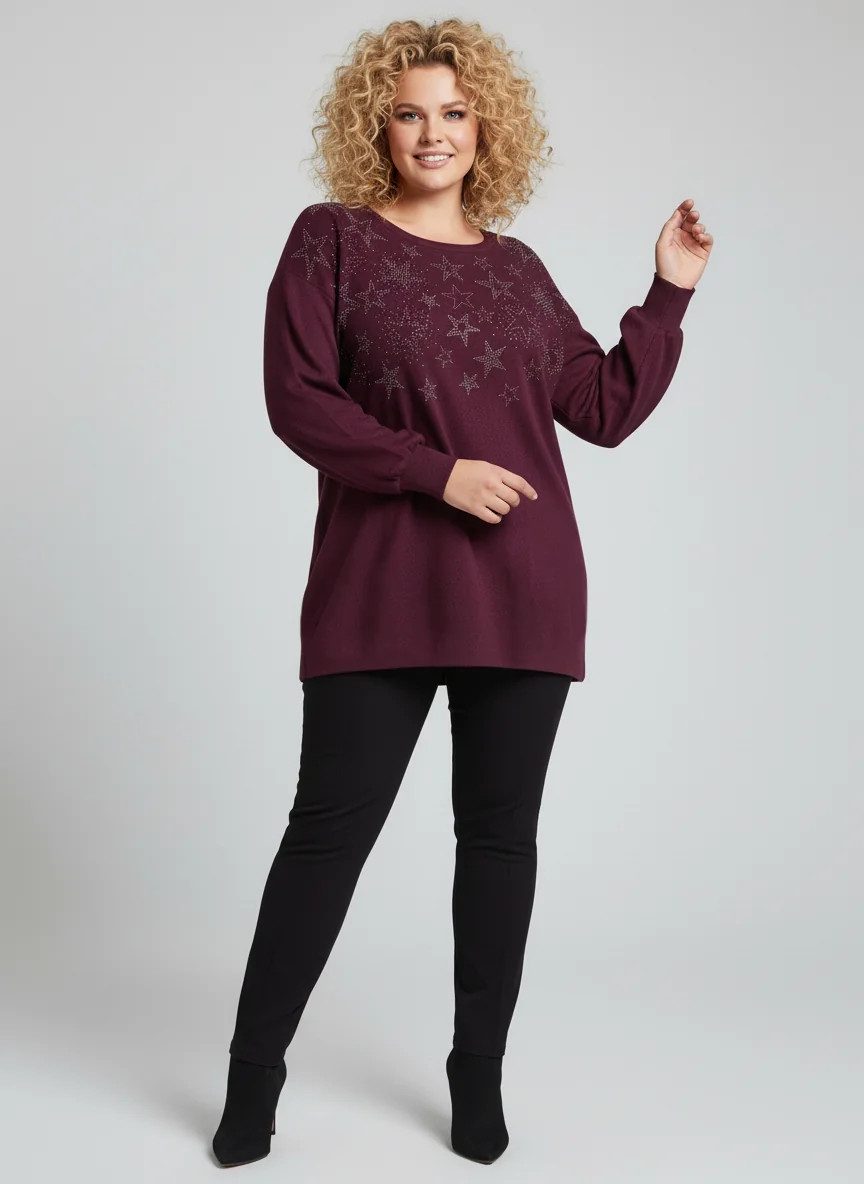 Bluse mit Sternenstickerei
