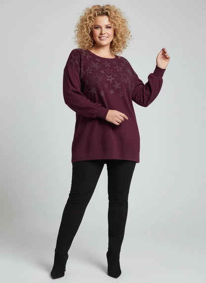 Bluse mit Sternenstickerei