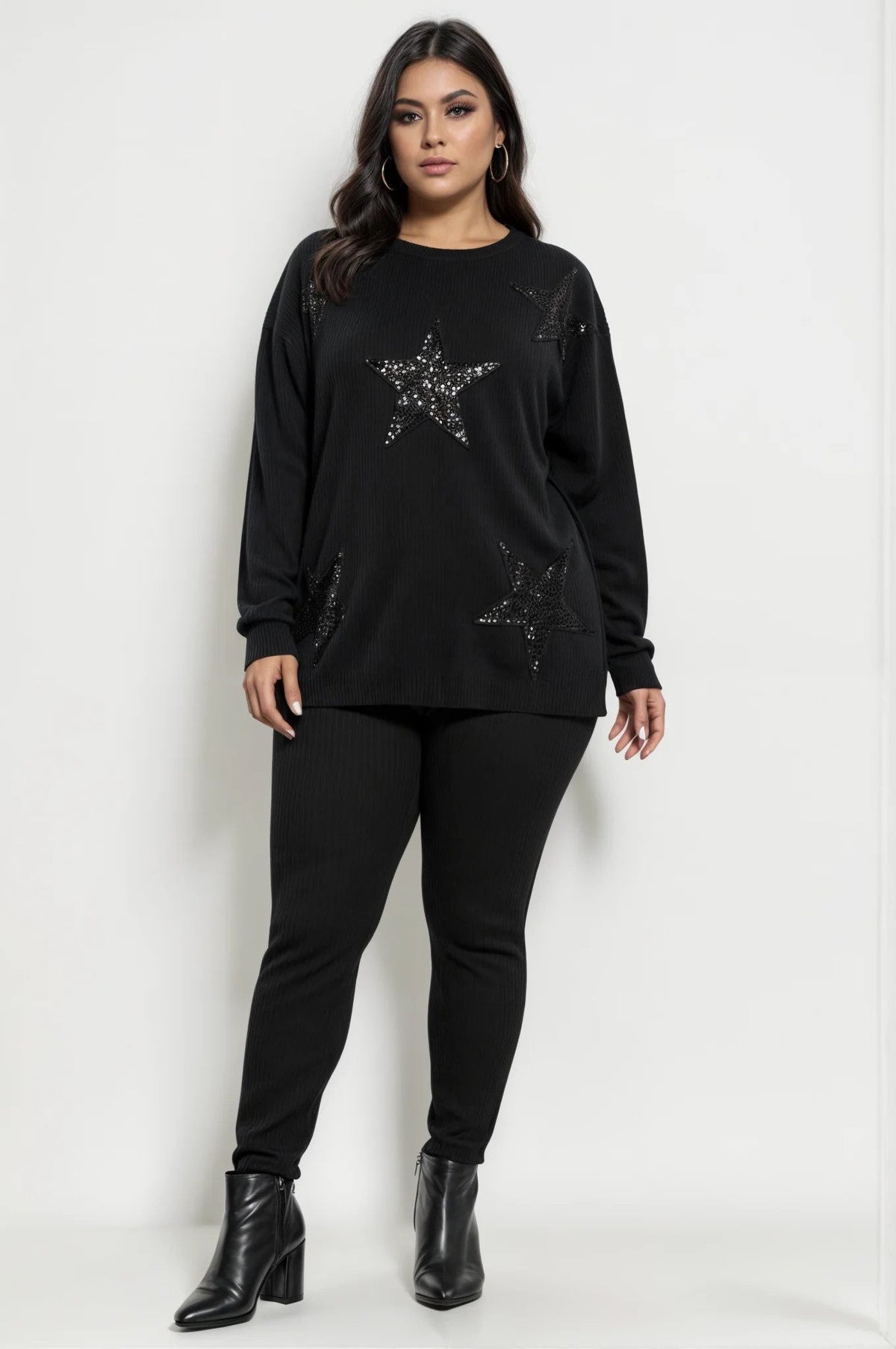 Langarm-T-Shirt mit Sternenstickerei