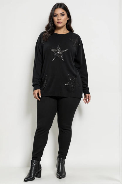 Langarm-T-Shirt mit Sternenstickerei