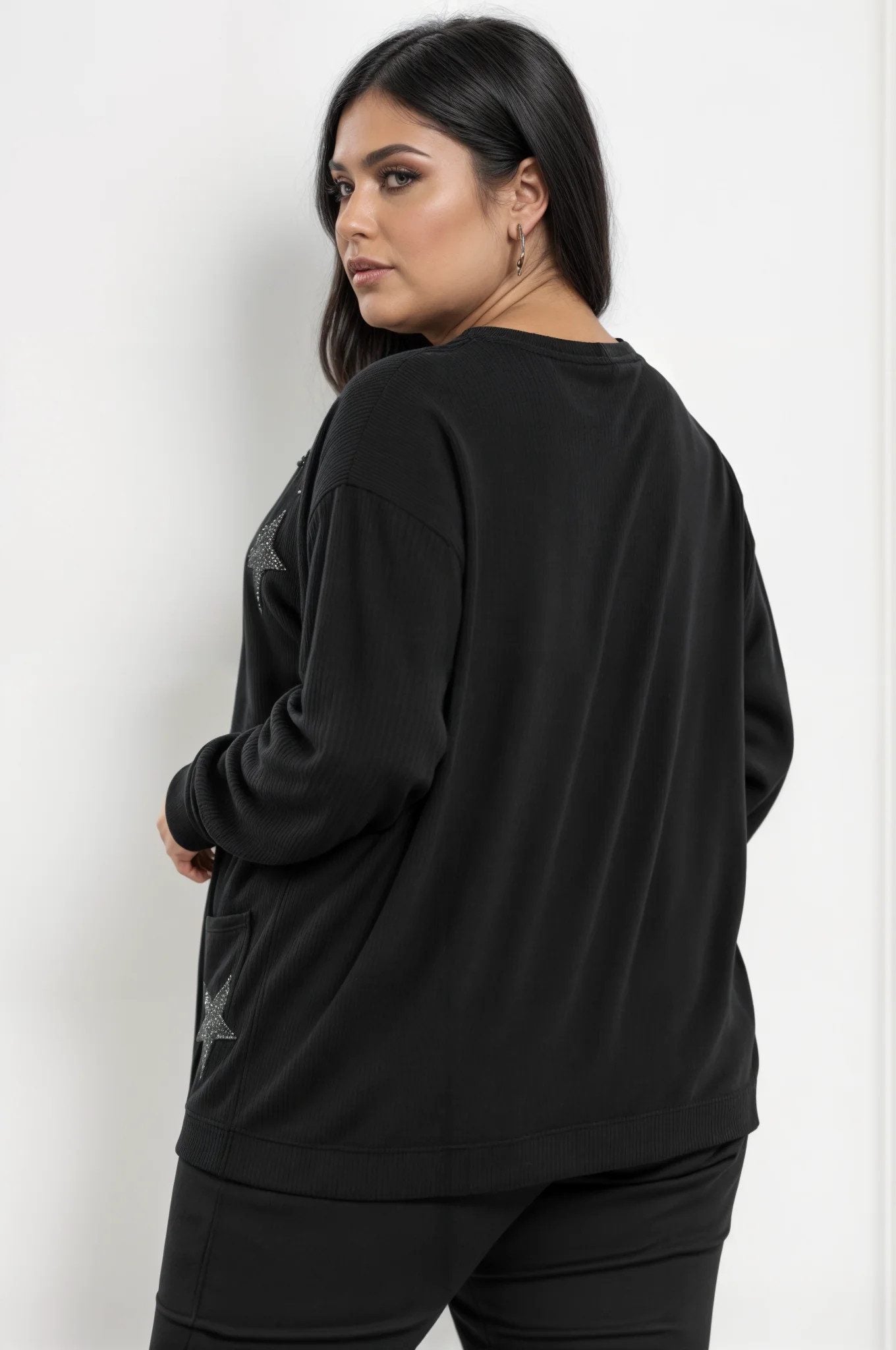 Langarm-T-Shirt mit Sternenstickerei
