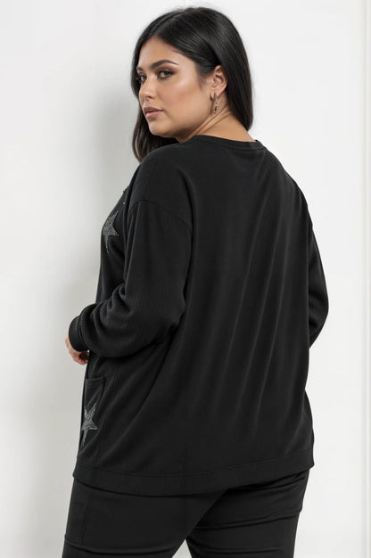 Langarm-T-Shirt mit Sternenstickerei