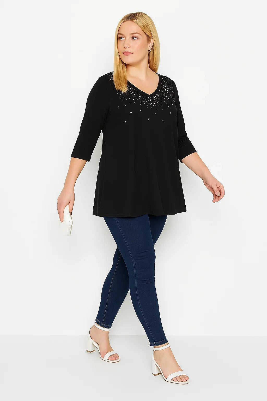 Bluse mit Sternenstickerei