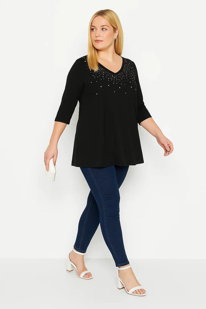 Bluse mit Sternenstickerei