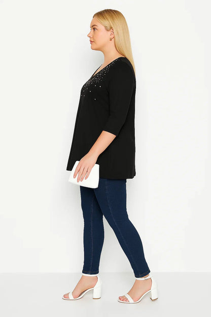 Bluse mit Sternenstickerei