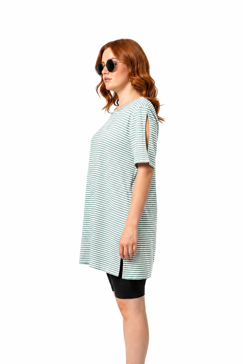 Gestreiftes T-Shirt mit Schlitz