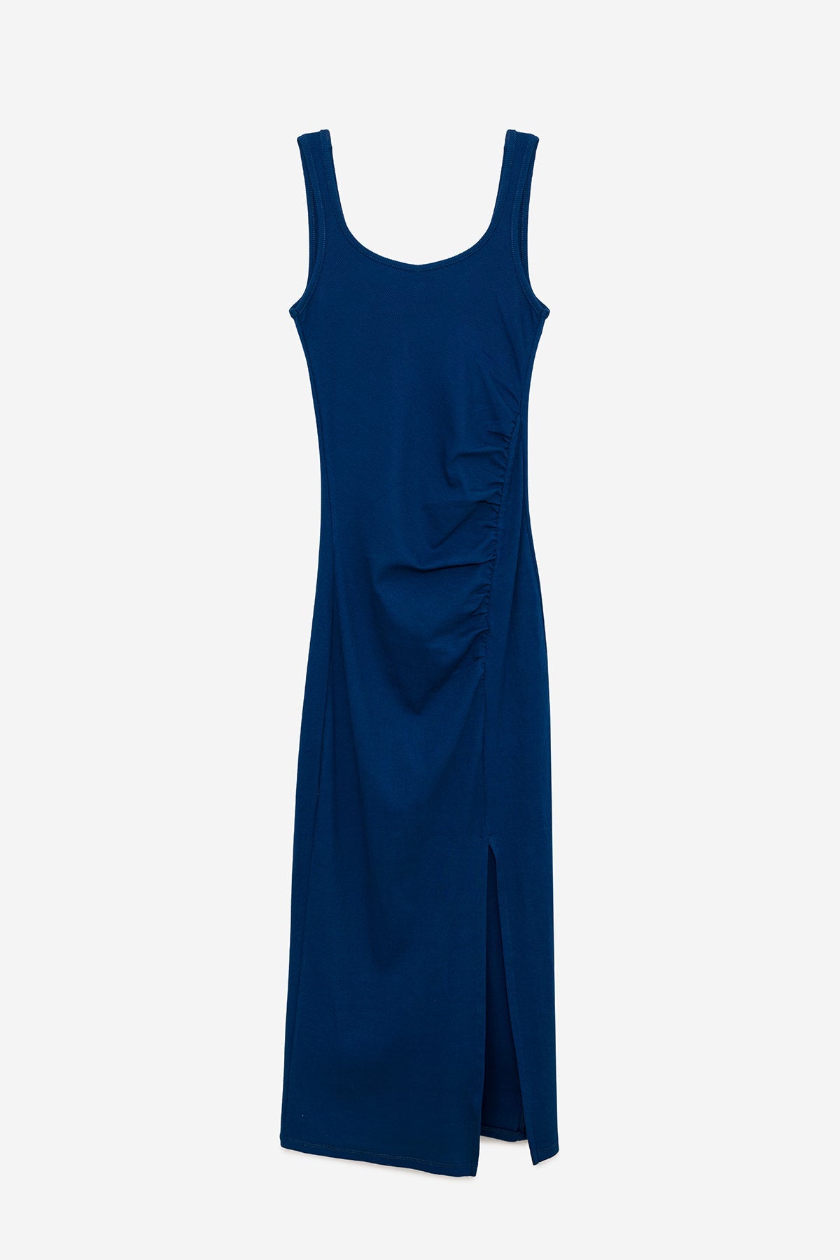 Midikleid mit Schlitz und Raffungen