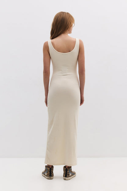 Midikleid mit Schlitz und Raffungen