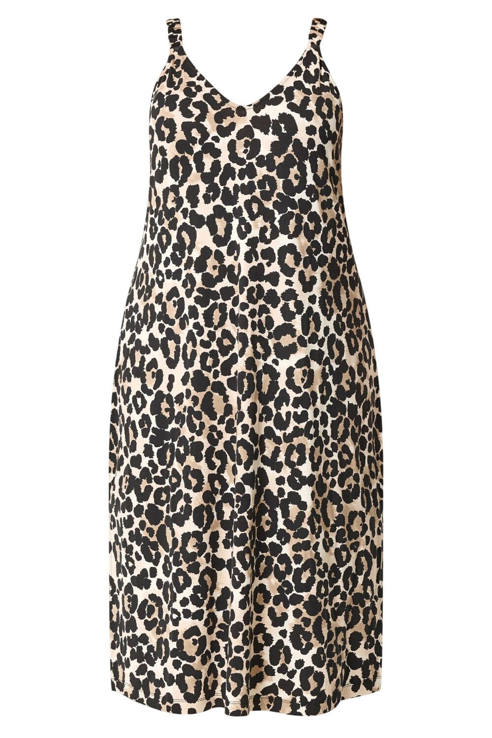 Leopardenmuster Midi Kleid mit Schlitz
