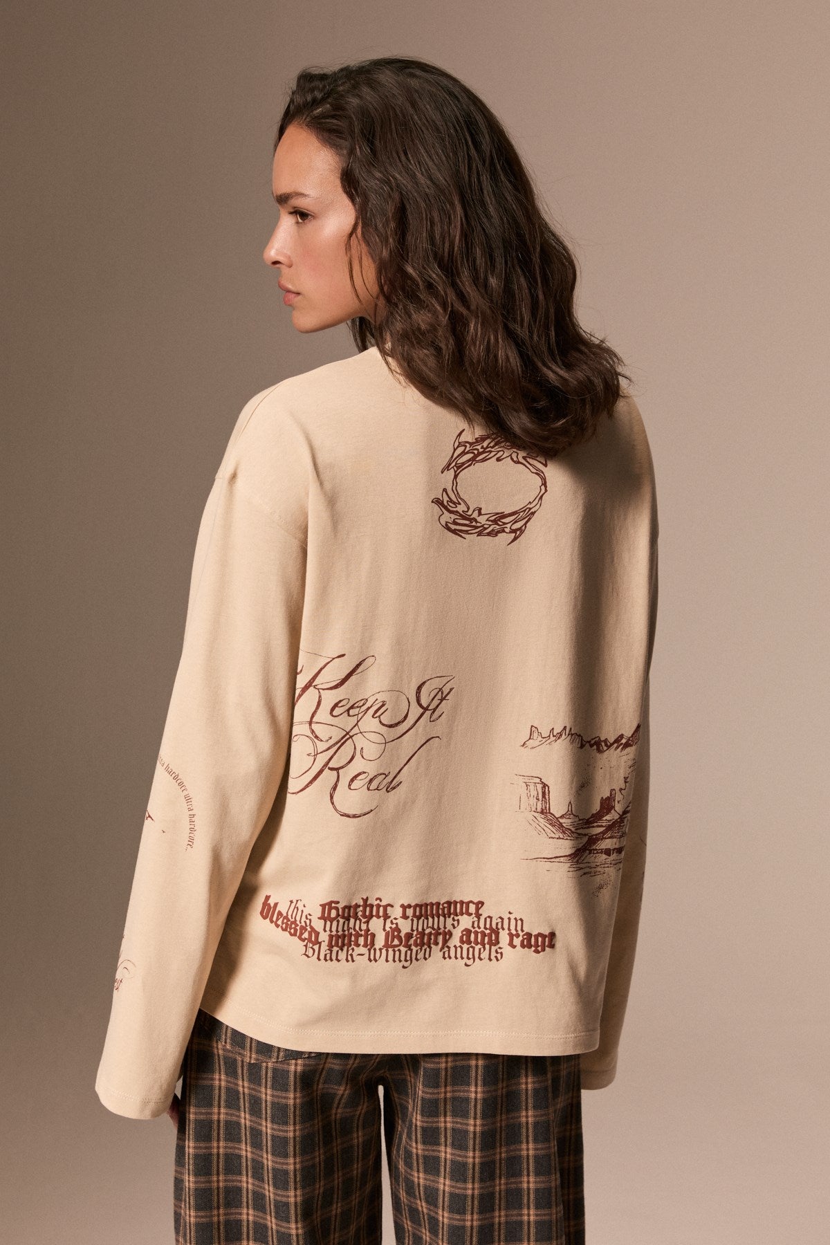 GRIMELANGE YOIA Bio-Baumwoll Langarmshirt Beige