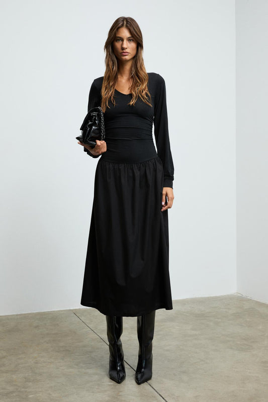 YOKEND Damen Popeline Kleid V-Ausschnitt