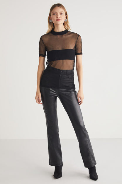 YOKO Damen Mesh-Rippshirt