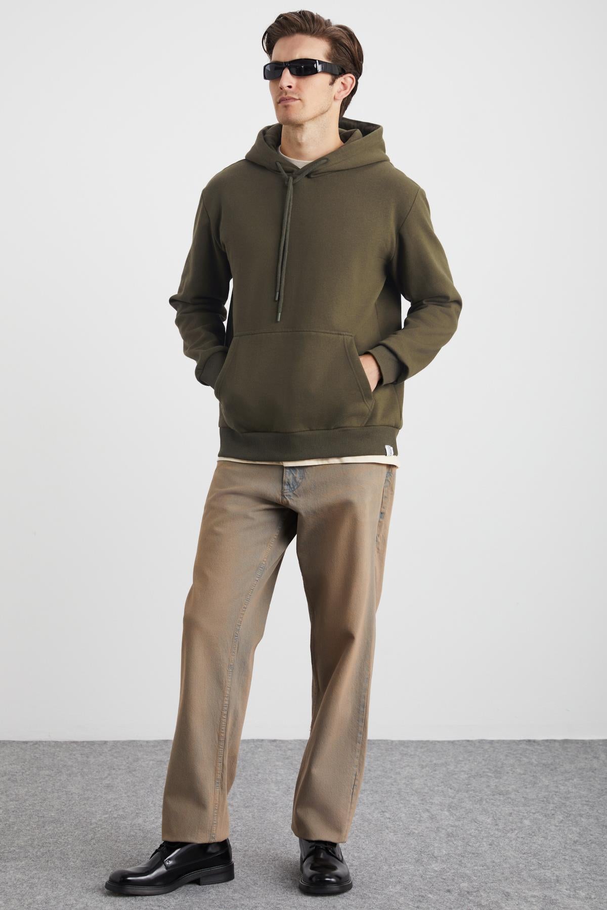 GRIMELANGE YOKOHAMA Herren Fleece-Hoodie Khaki