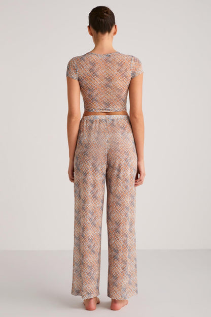 YOLAND Damen Mesh-Palazzo-Set