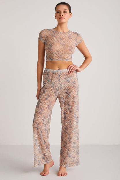YOLAND Damen Mesh-Palazzo-Set