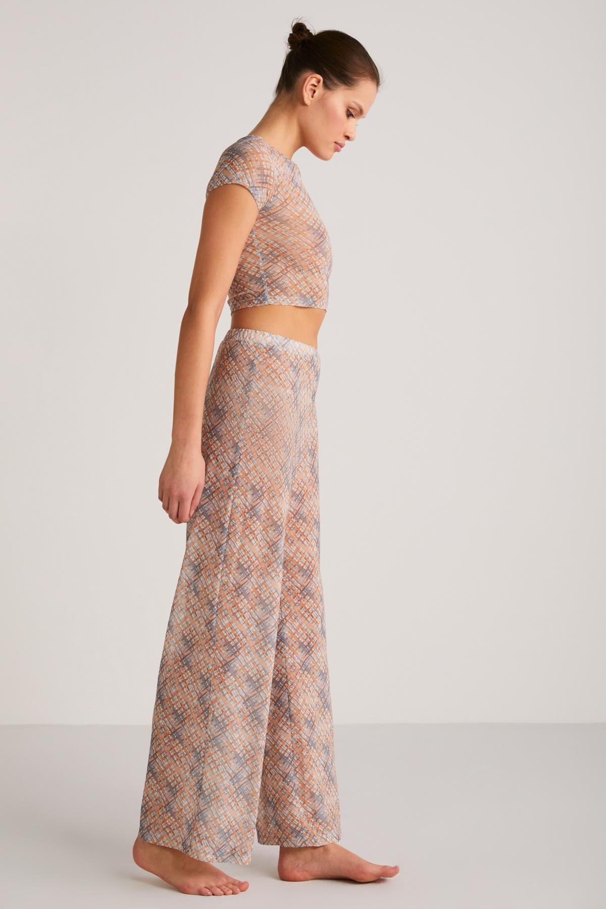 ETHIQUET YOLAND Damen Mesh-Palazzo-Set Orange