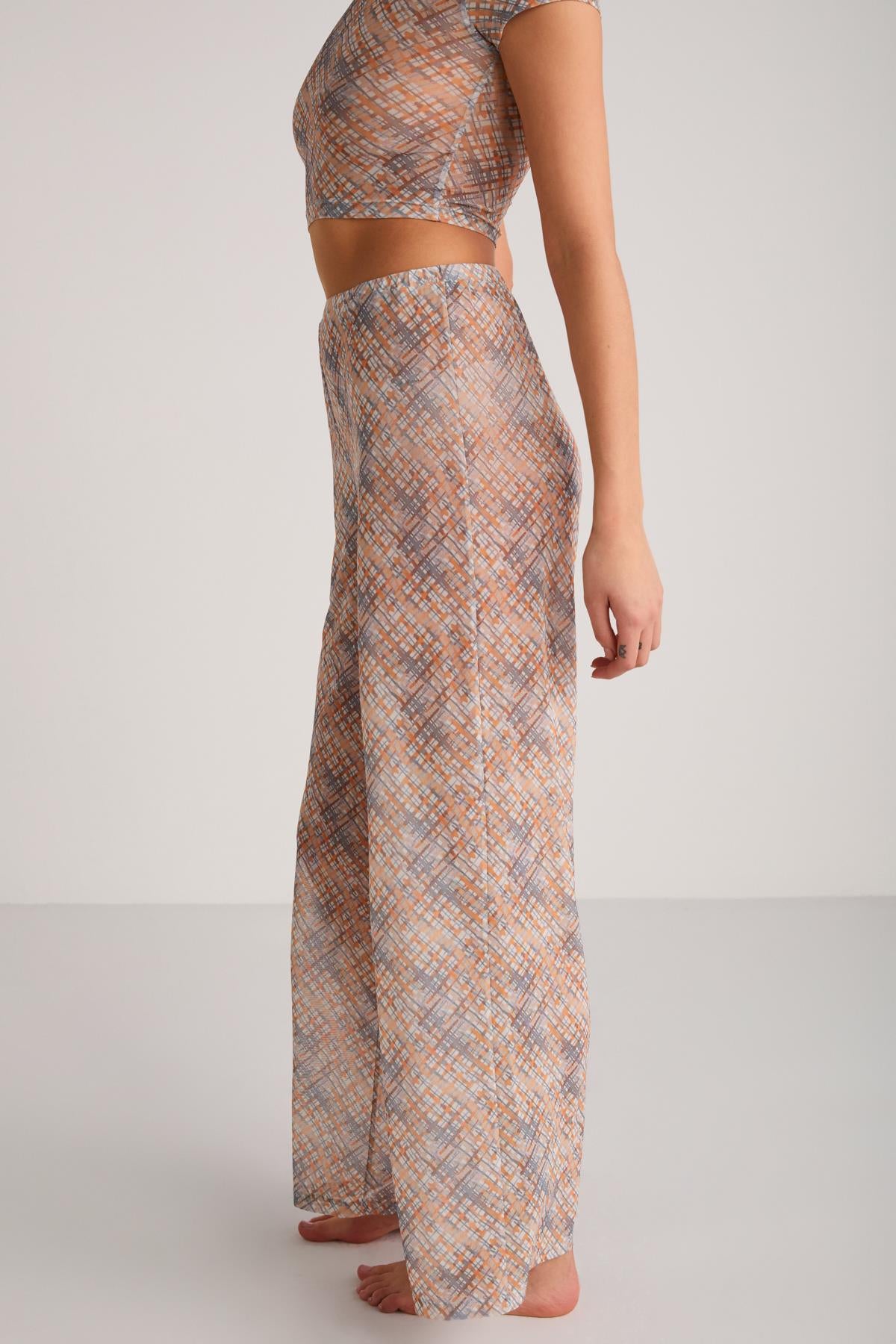 ETHIQUET YOLAND Damen Mesh-Palazzo-Set Orange