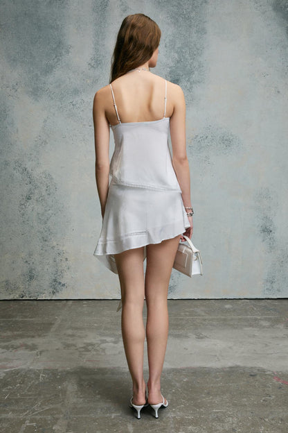 Damen Spitze Asymmetrischer Minirock