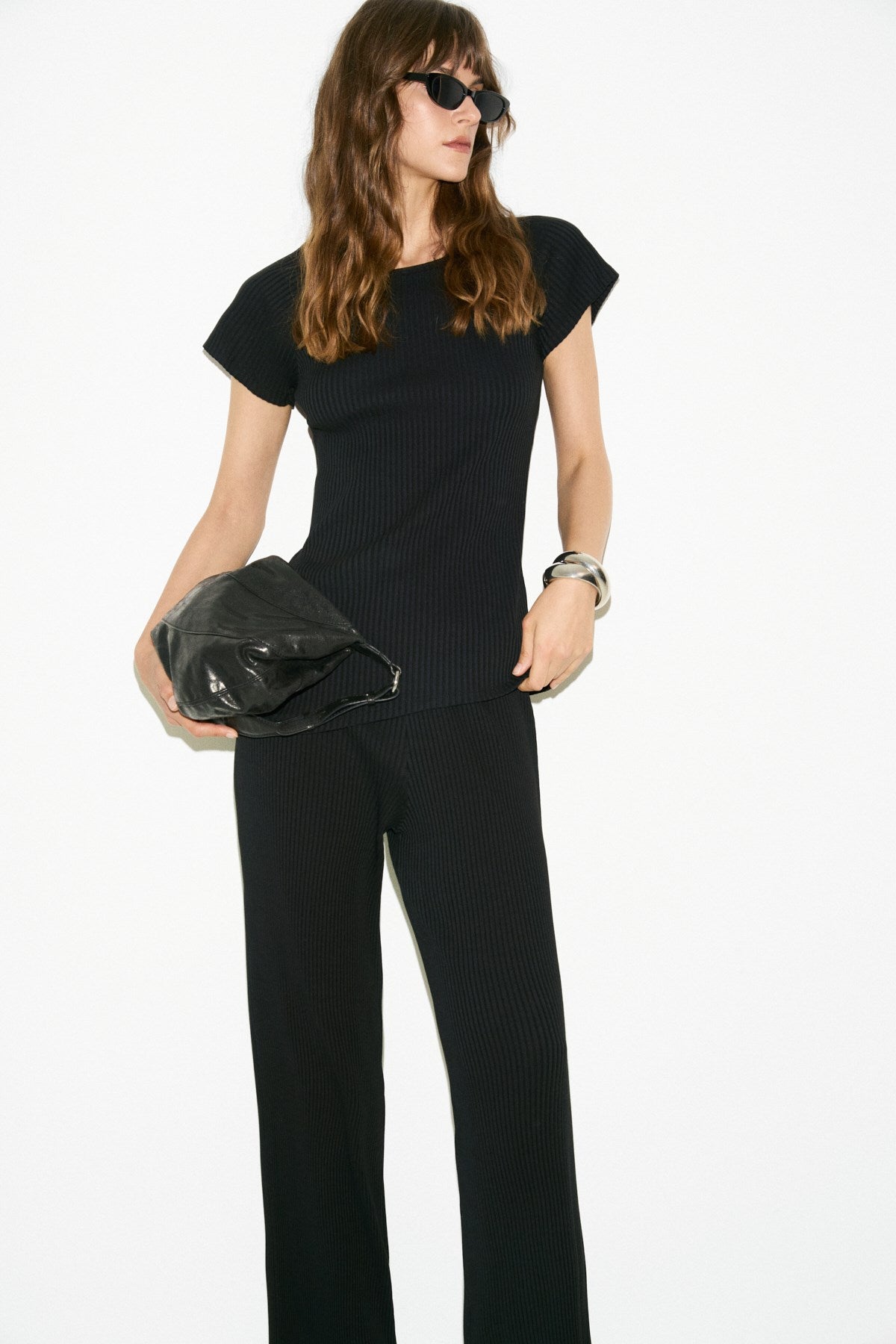 ETHIQUET Yselut Damen Asymmetrische Tunika Set Schwarz