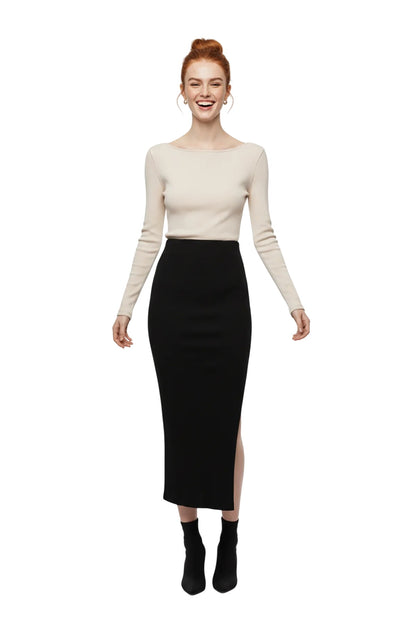 Langer Rock mit hoher Taille