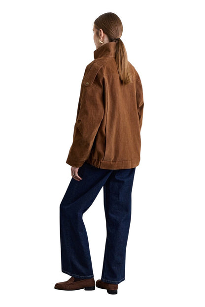Jacke mit hohem Kragen, beflockt, Kamel