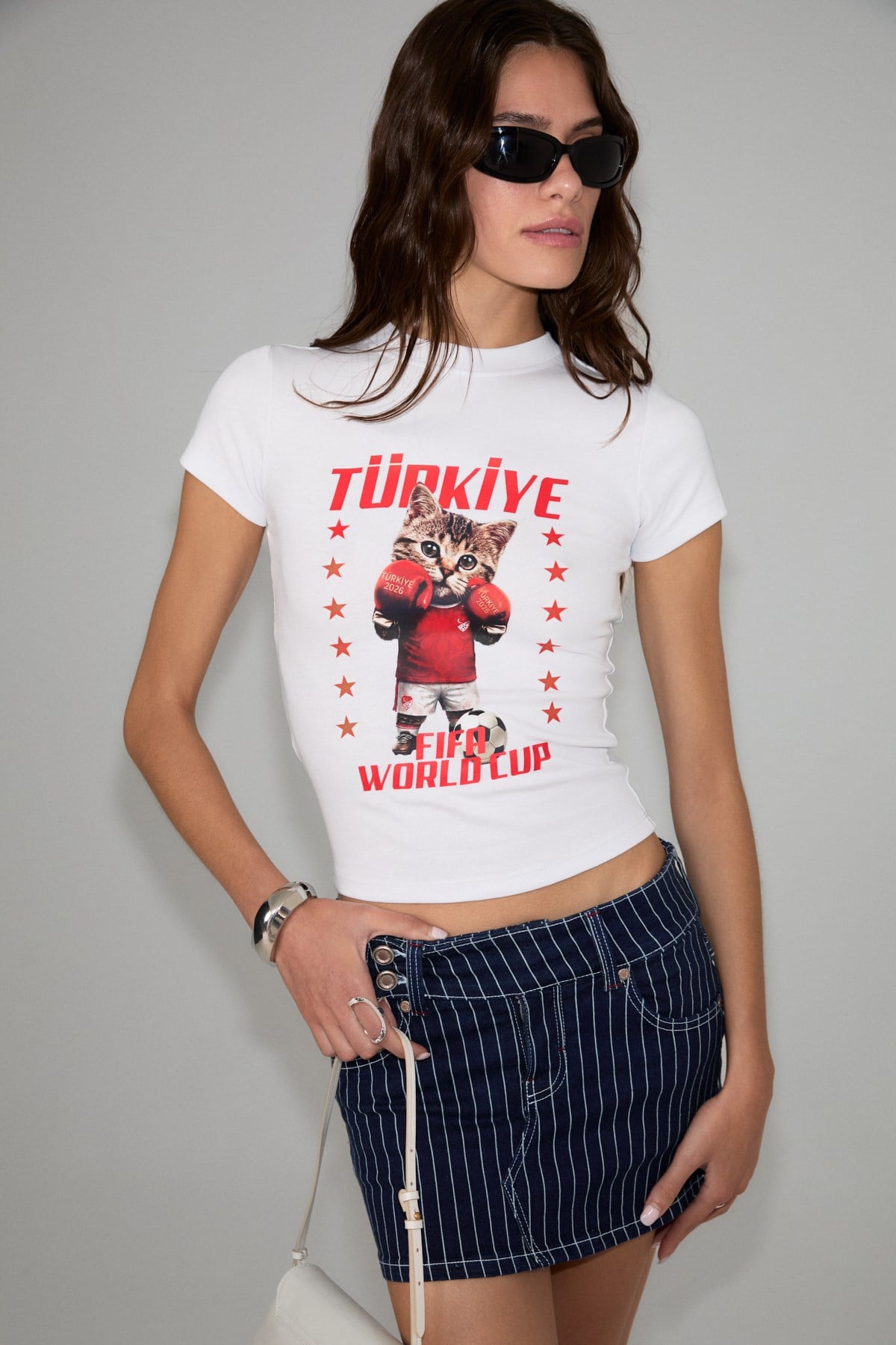 GRIMELANGE Yula Damen Bedrucktes Bio-Shirt Weiß