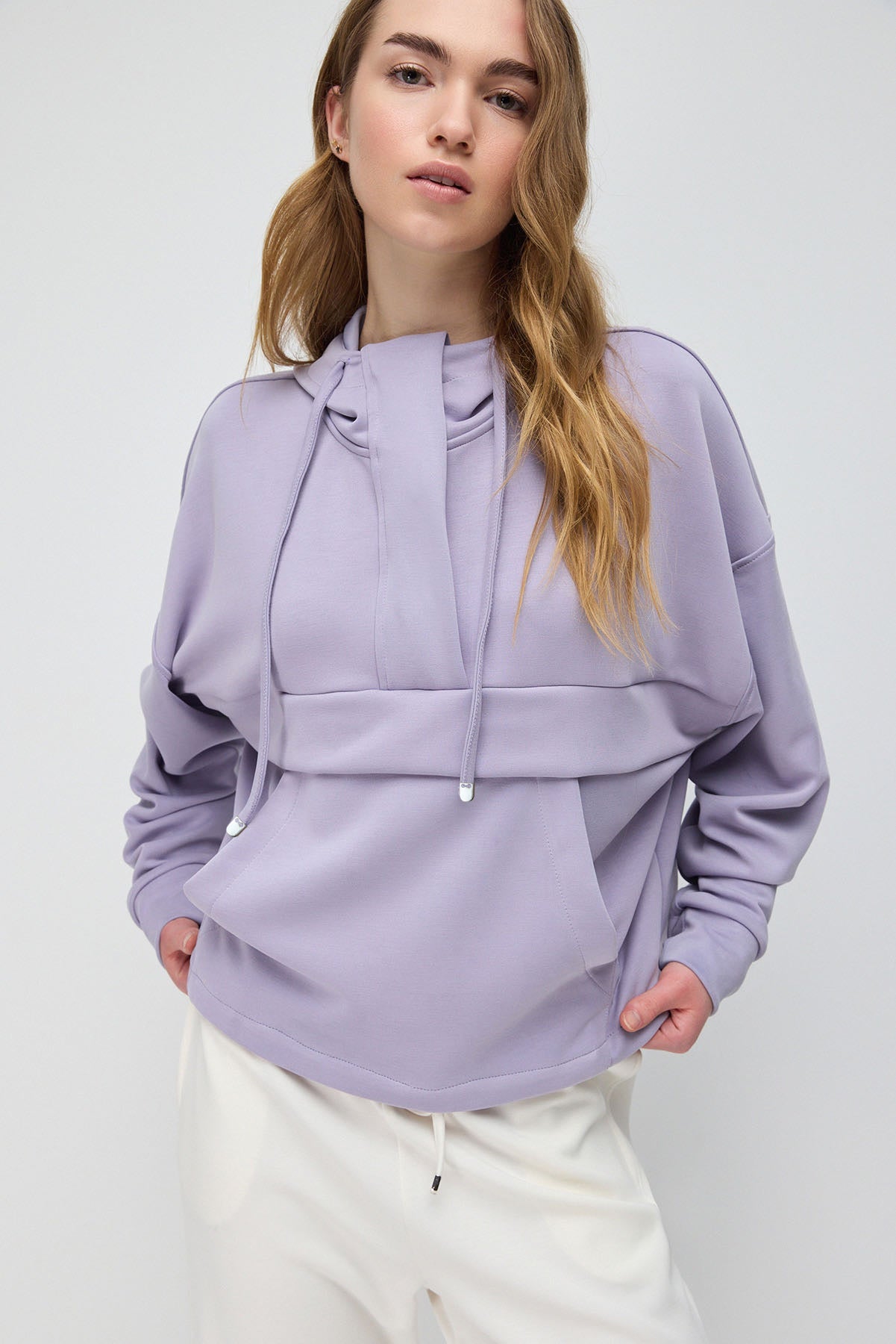 Sweatshirt mit Taschen und halbem Reißverschluss
