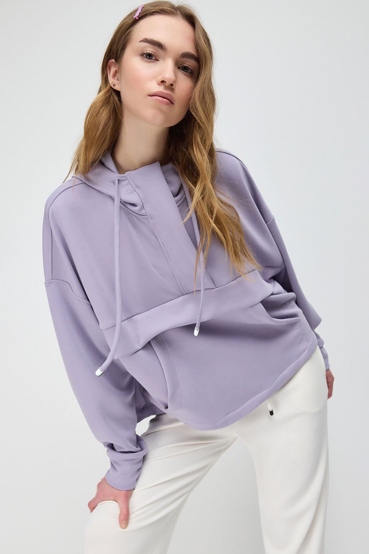 Sweatshirt mit Taschen und halbem Reißverschluss