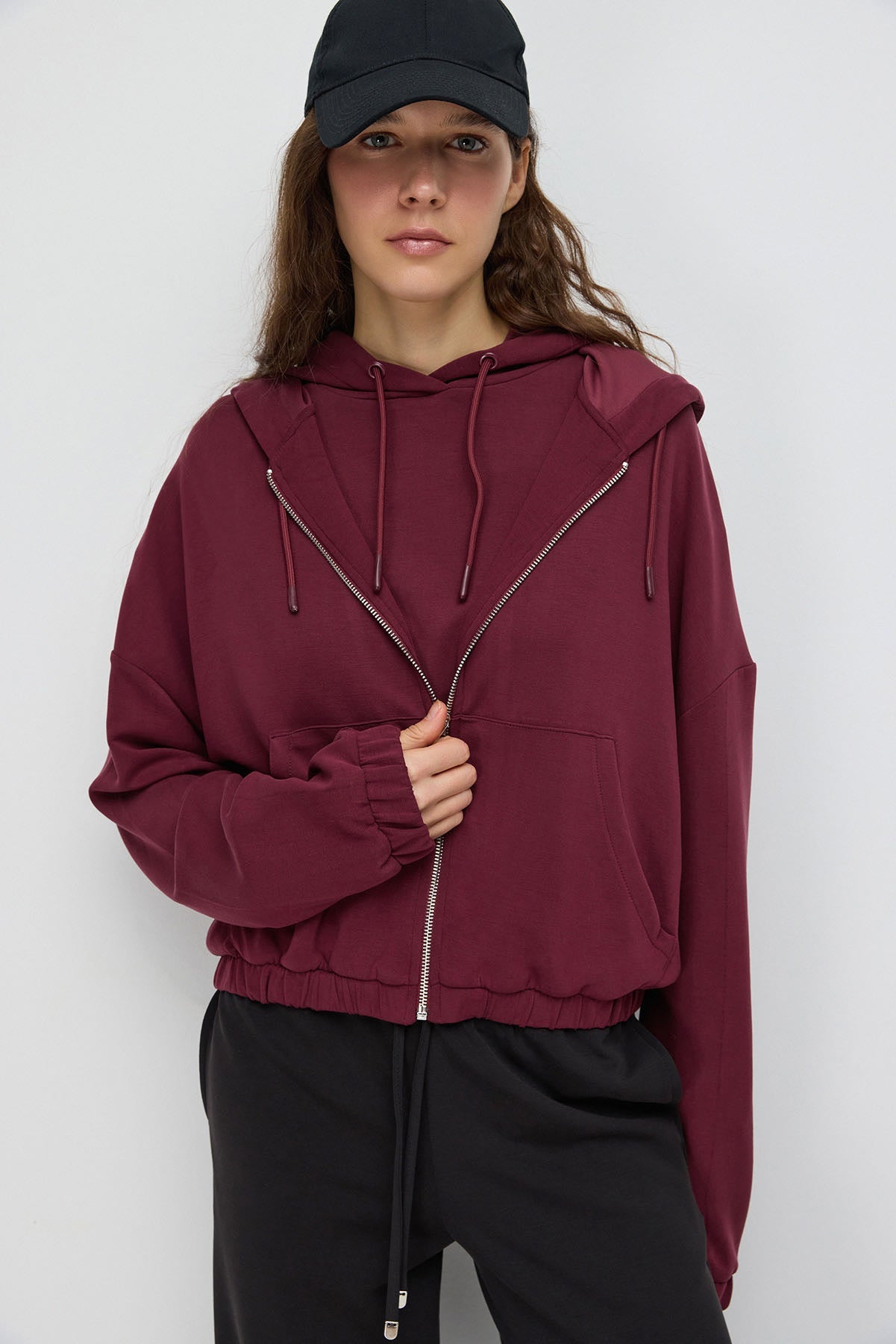 Crop-Sweatshirt mit Reißverschluss