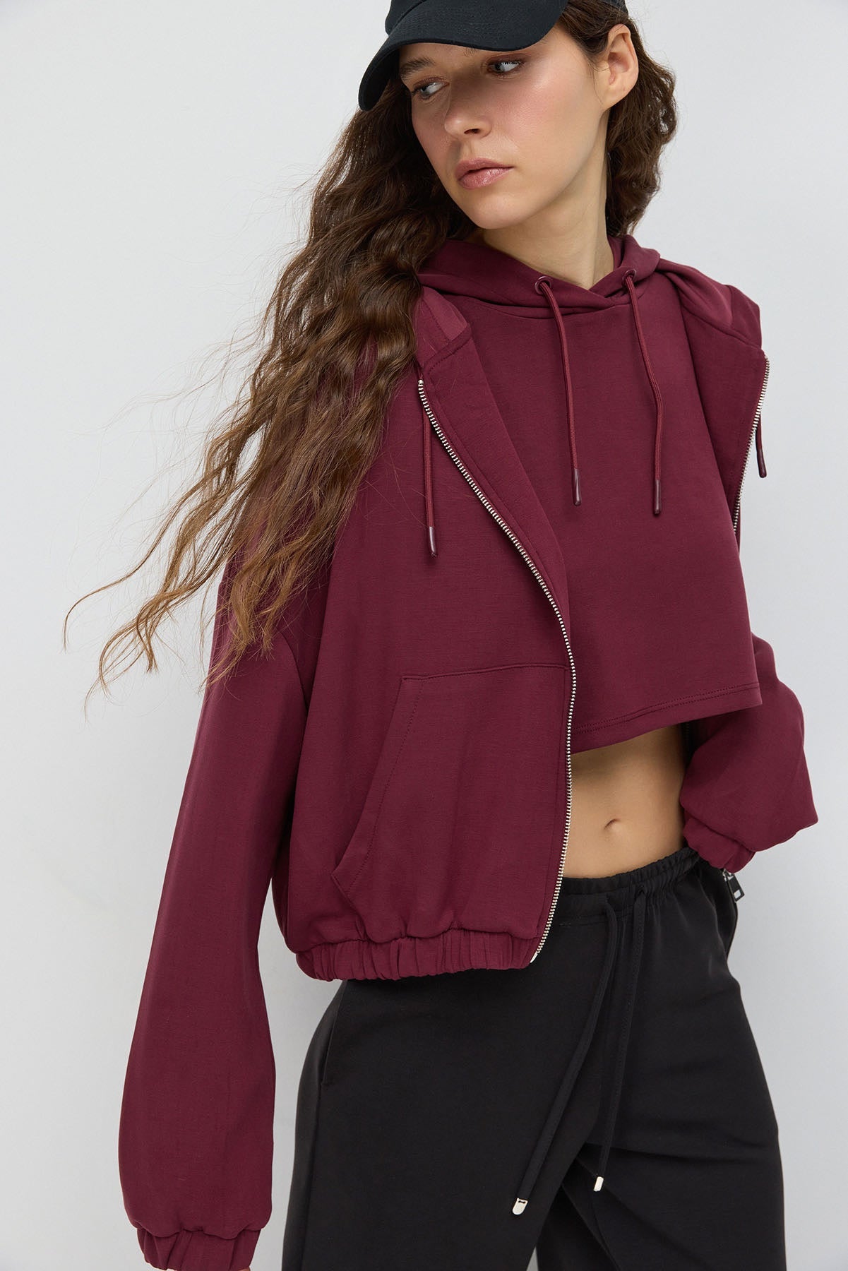 Crop-Sweatshirt mit Reißverschluss