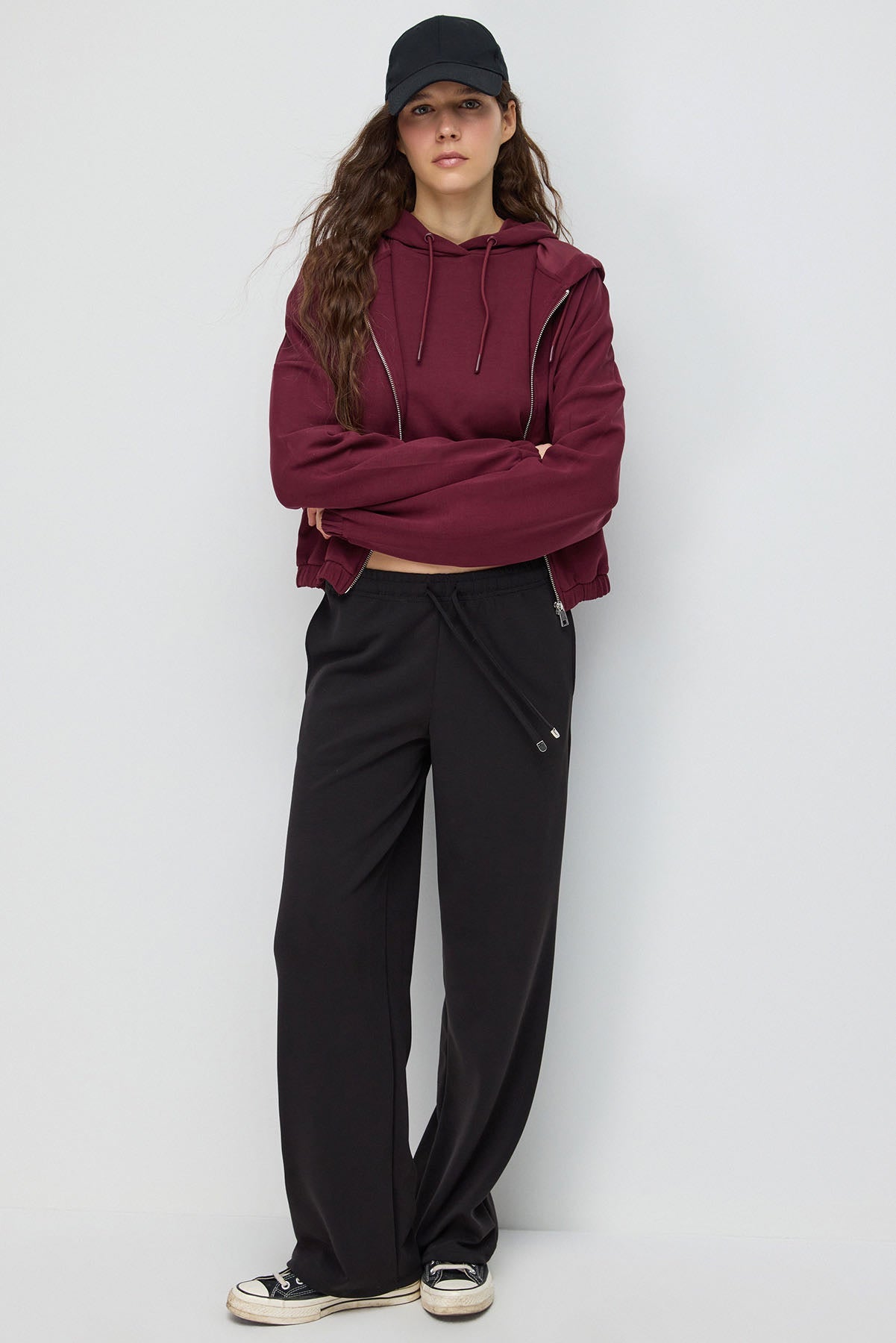Crop-Sweatshirt mit Reißverschluss