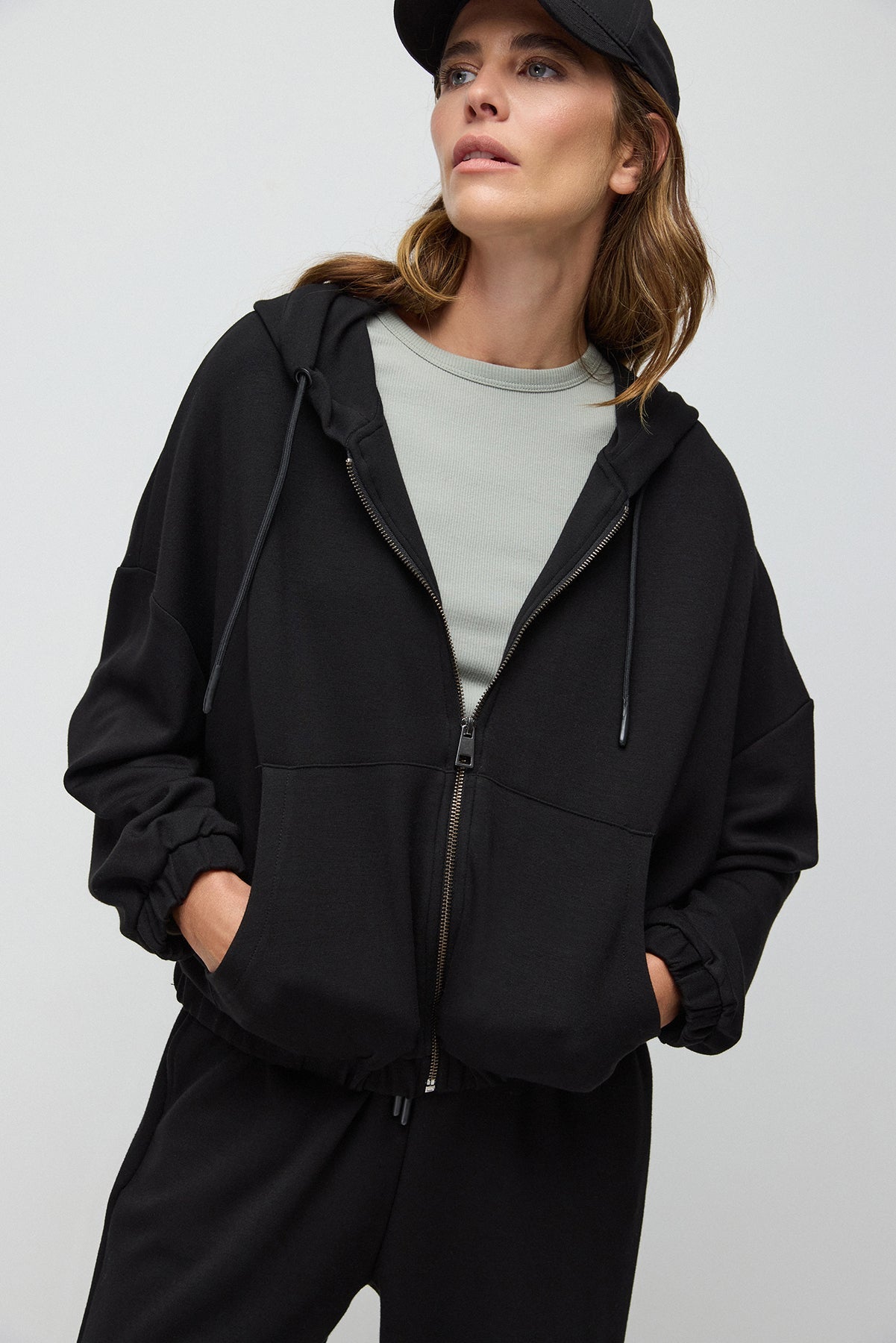 Kapuzen-Crop-Sweatshirt