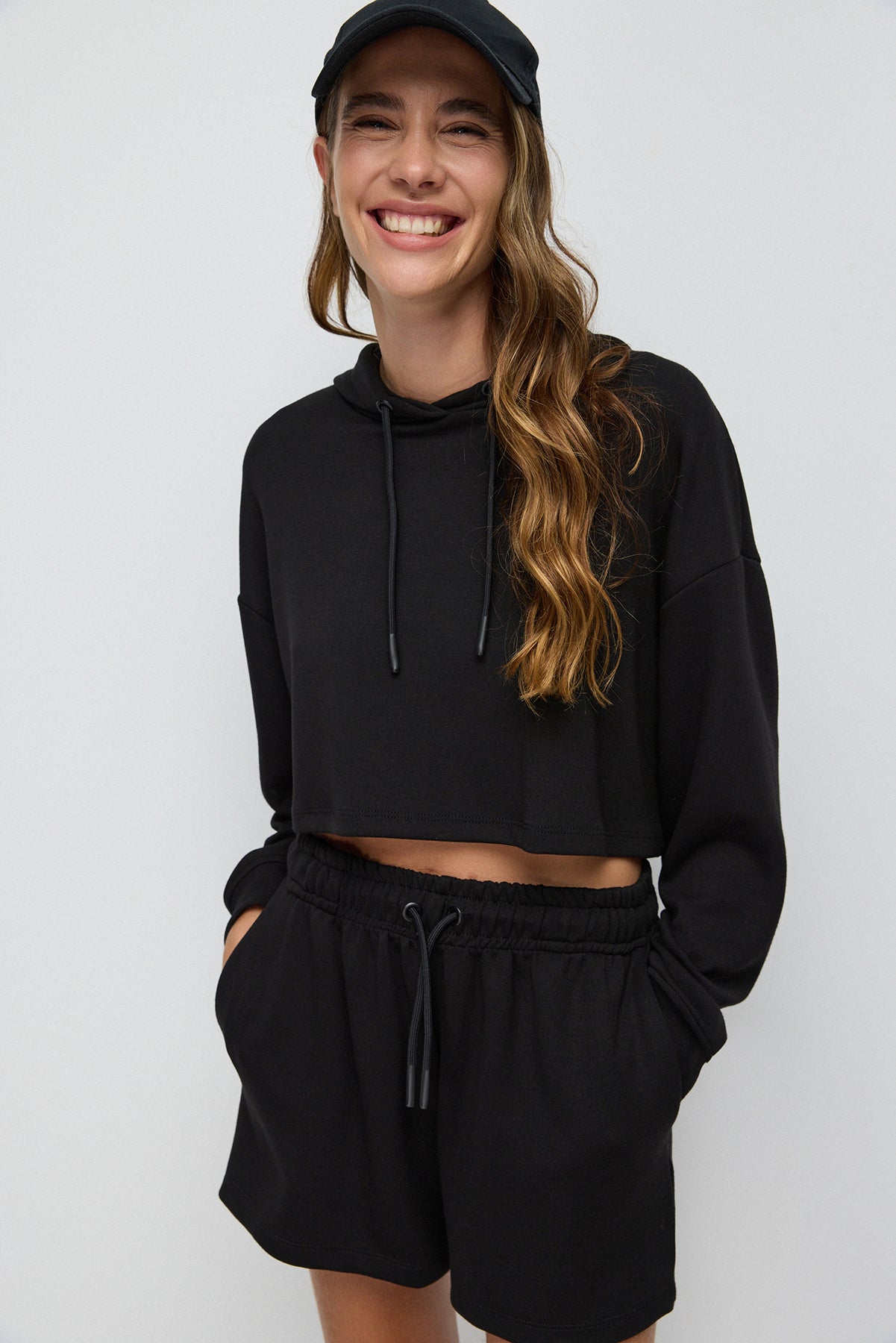 Kapuzen-Crop-Sweatshirt