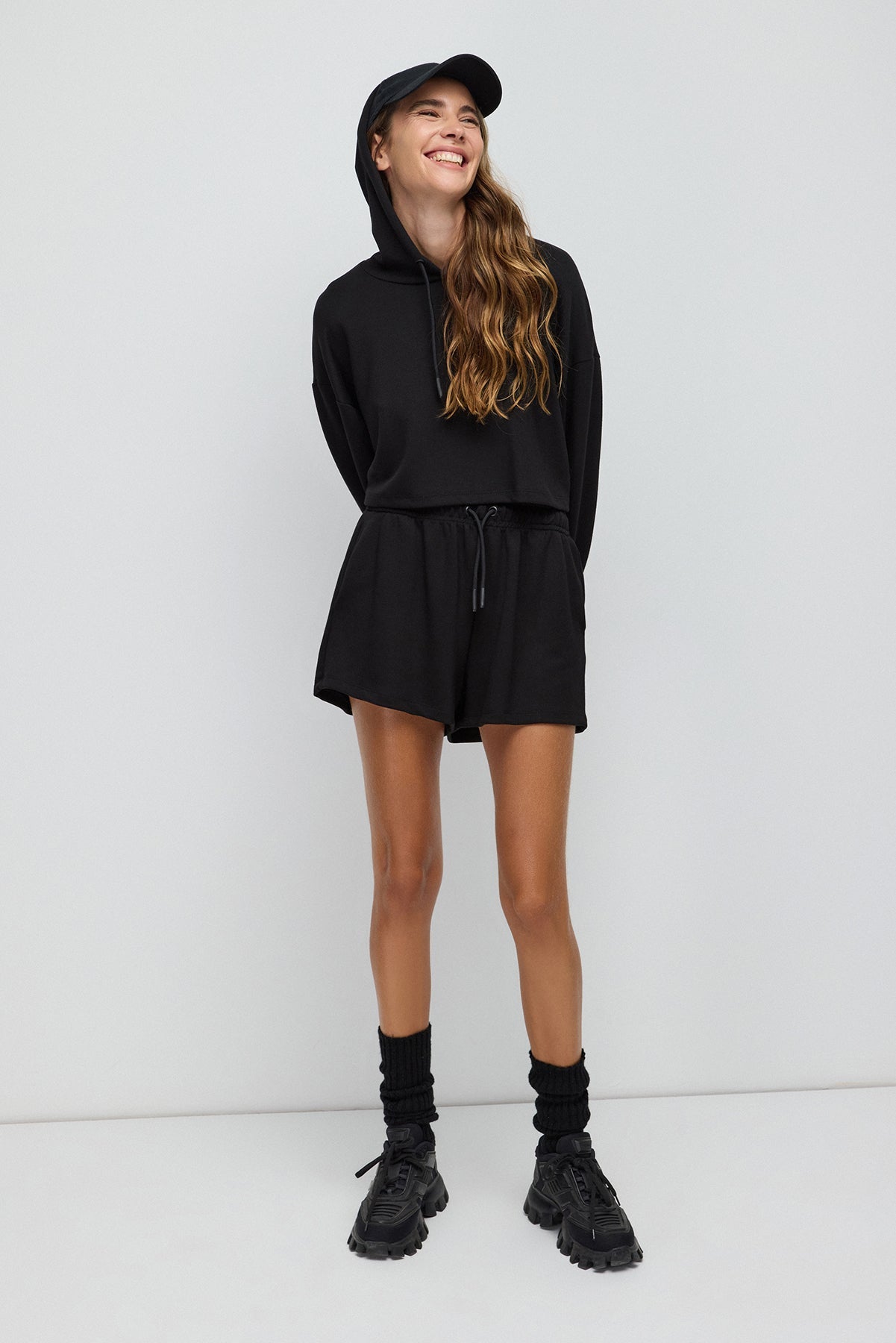Kapuzen-Crop-Sweatshirt