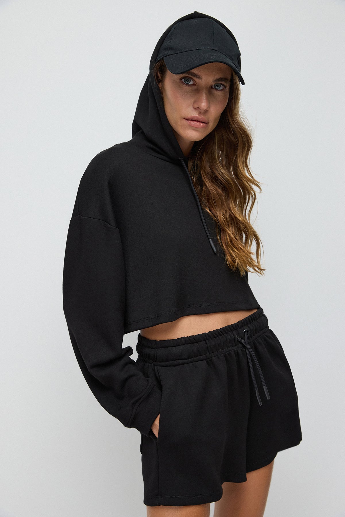 Kapuzen-Crop-Sweatshirt