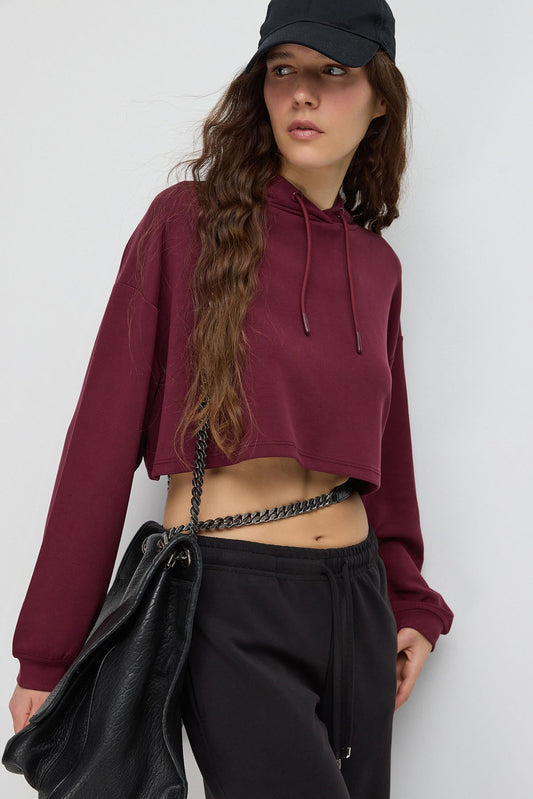 Kapuzen-Crop-Sweatshirt