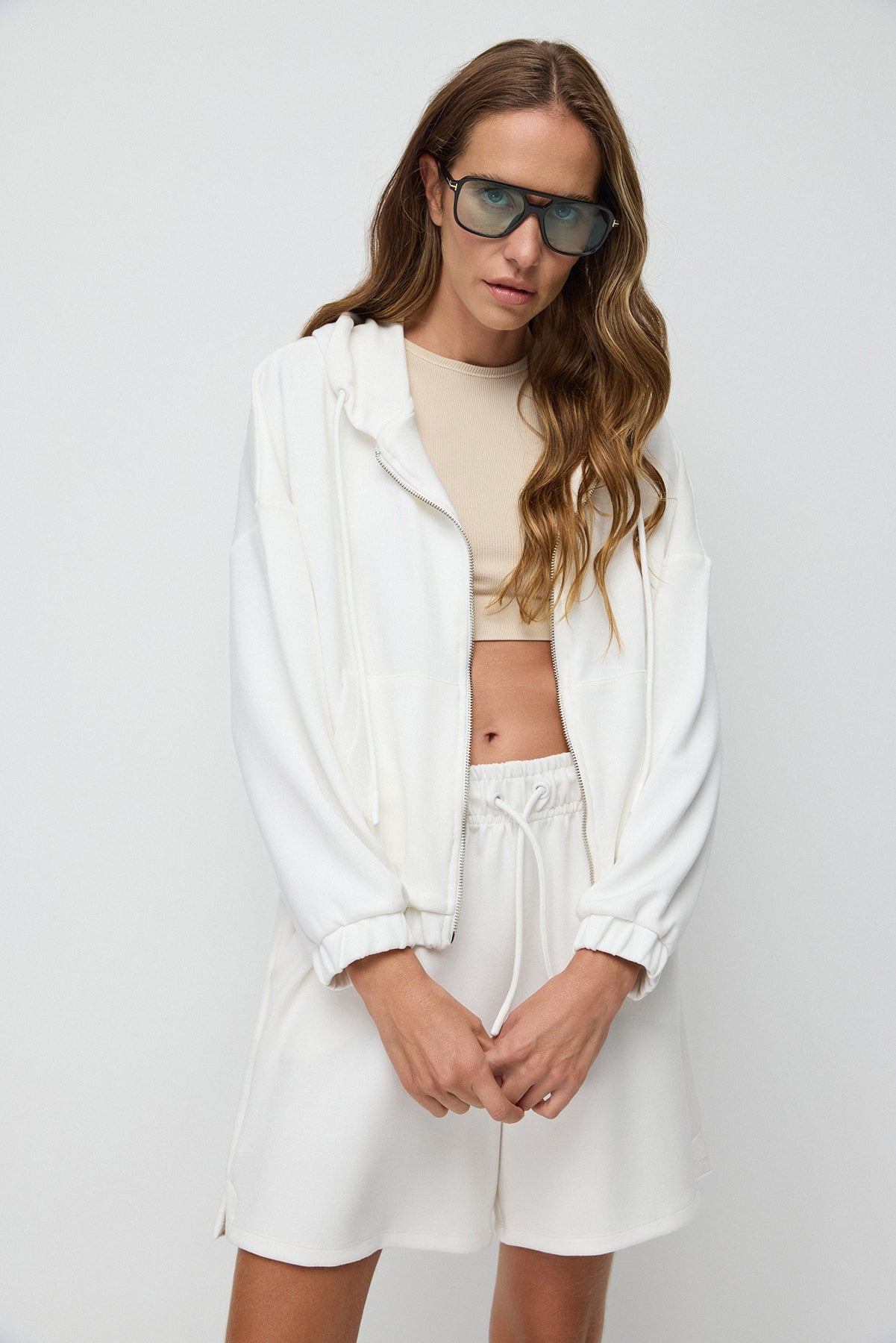 Kapuzen-Crop-Sweatshirt