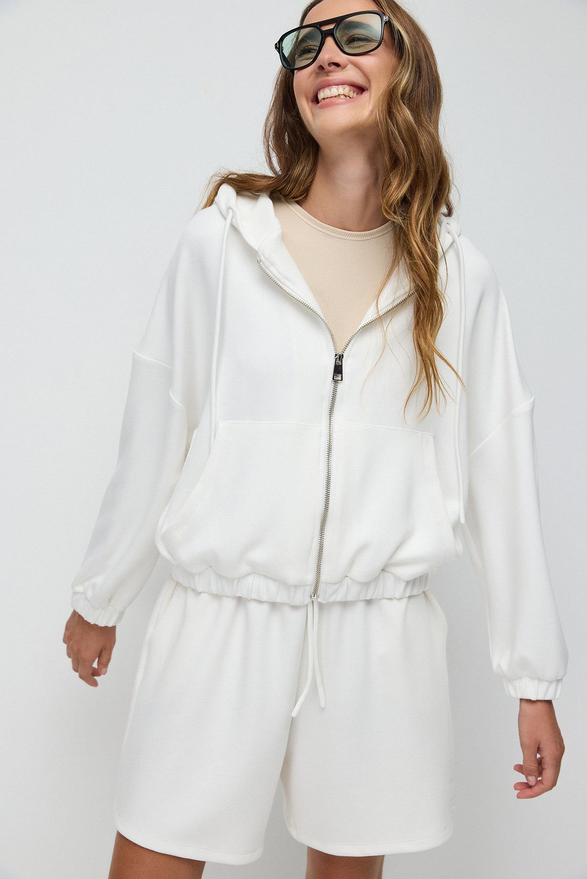 Kapuzen-Crop-Sweatshirt
