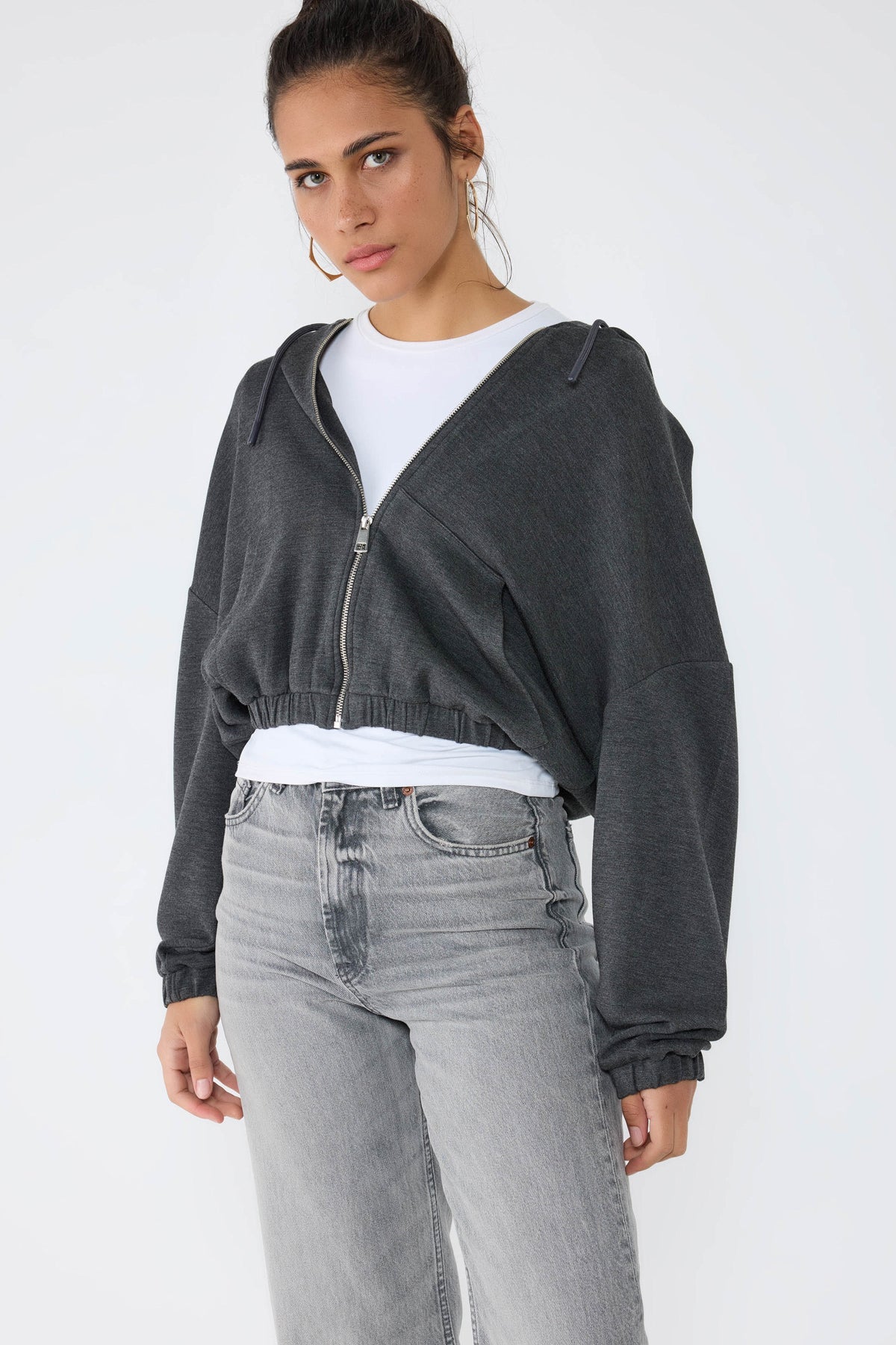 Kapuzen-Crop-Sweatshirt