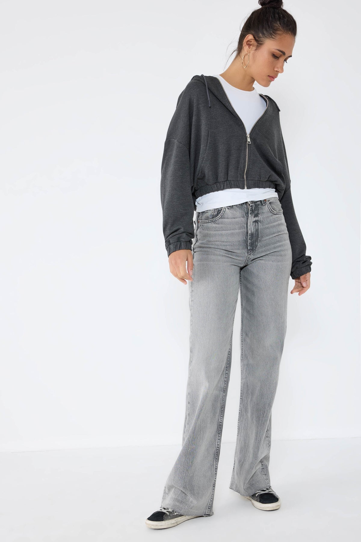 Kapuzen-Crop-Sweatshirt