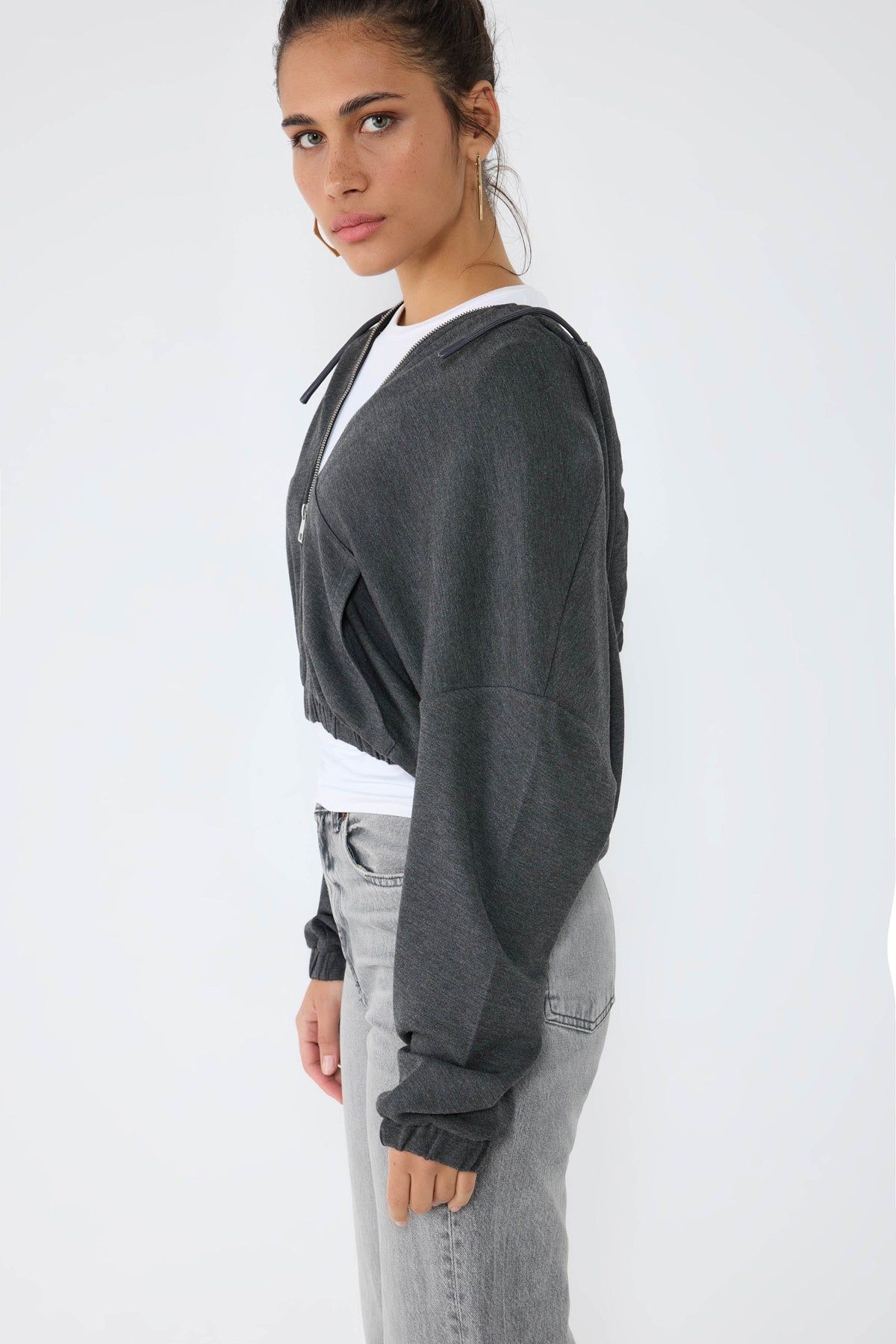 Kapuzen-Crop-Sweatshirt