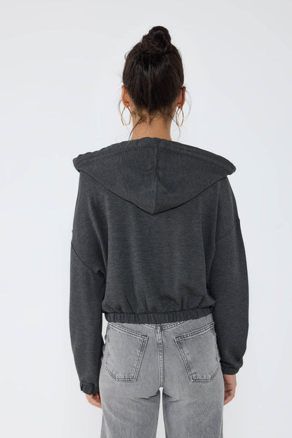 Kapuzen-Crop-Sweatshirt