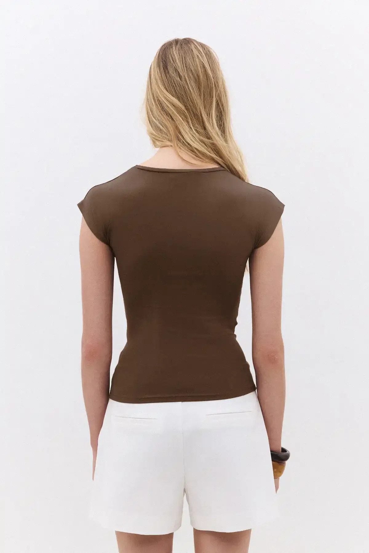 Basic-T-Shirt aus weichem, strukturiertem Polyamid