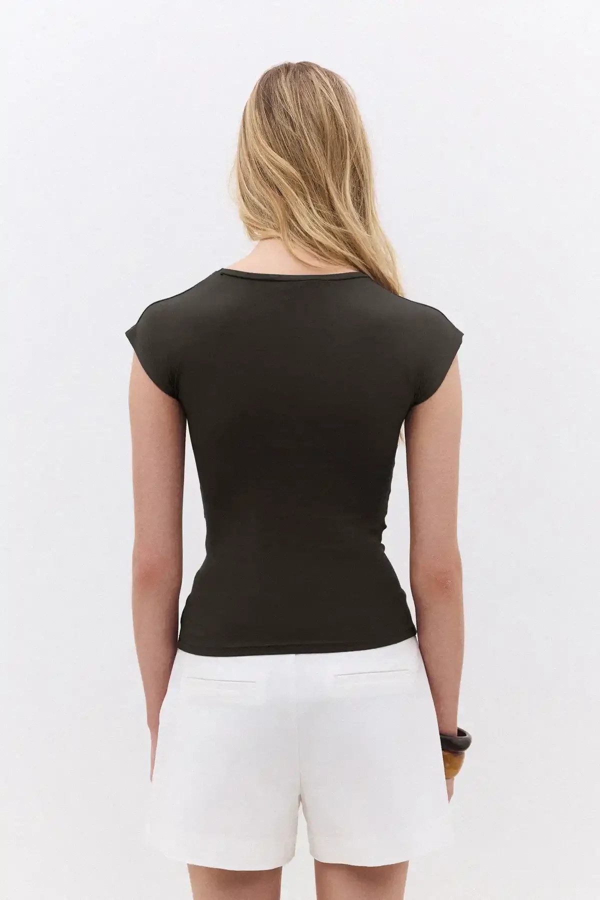 Basic-T-Shirt aus weichem, strukturiertem Polyamid