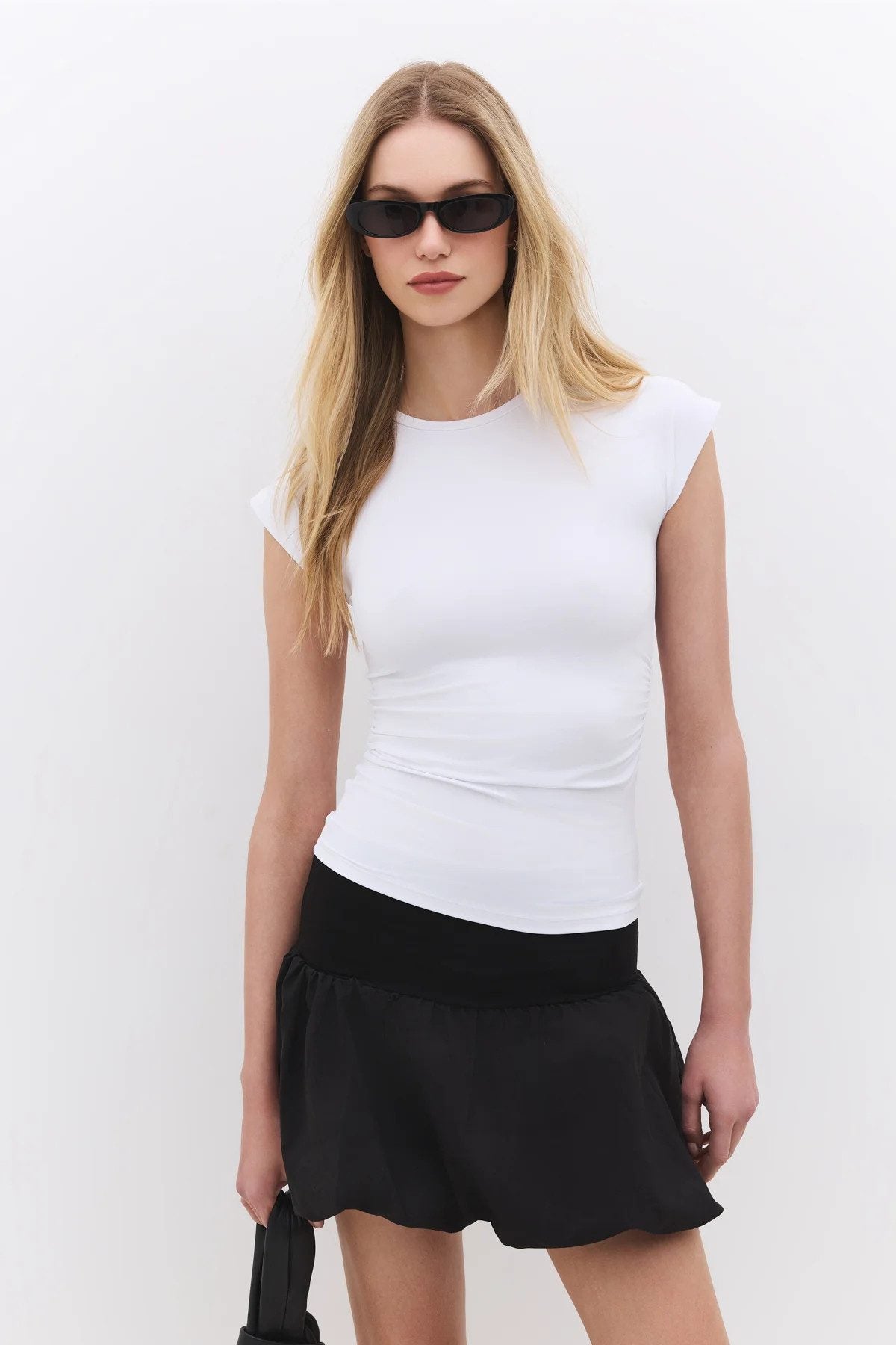 Basic-T-Shirt aus weichem, strukturiertem Polyamid