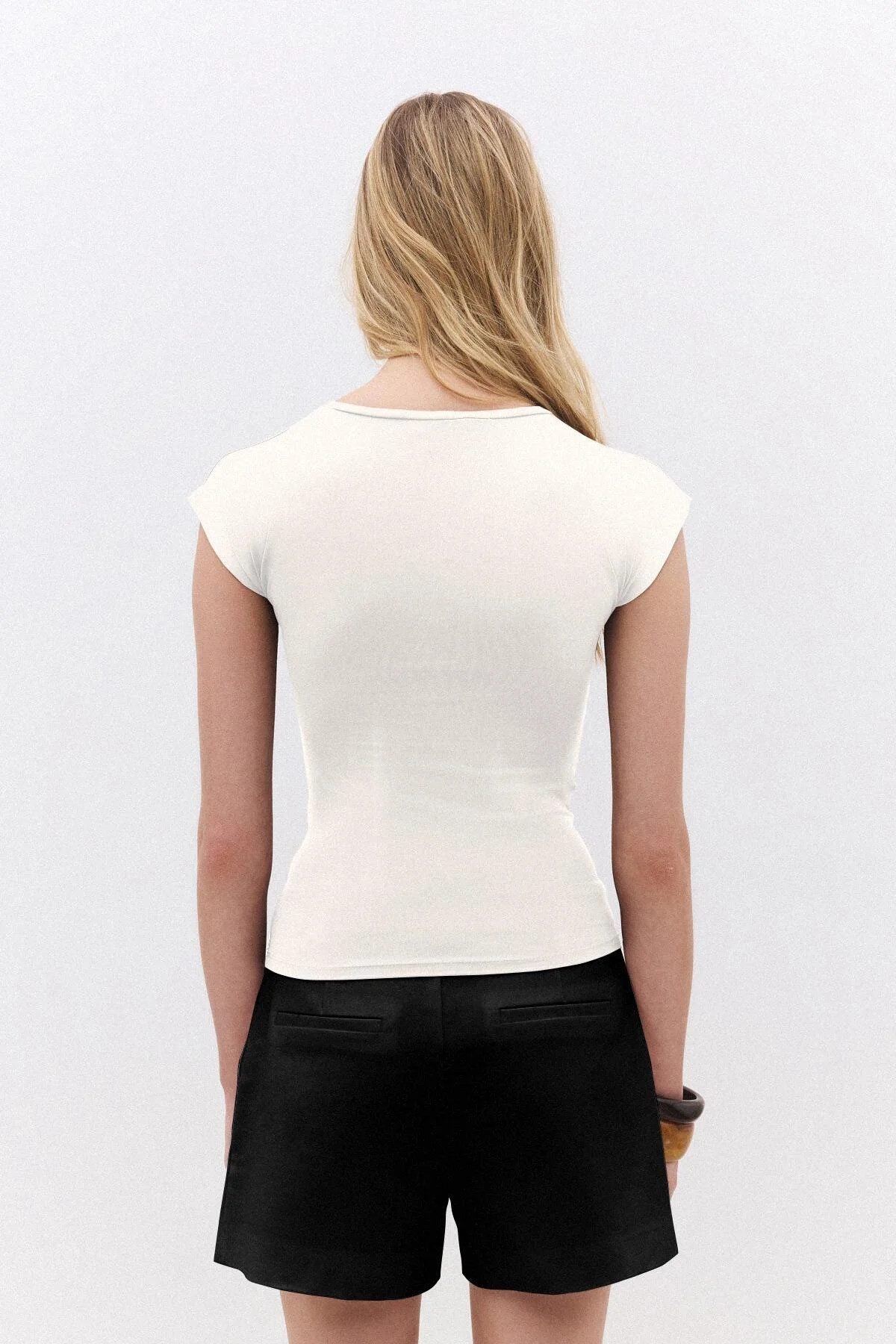 Basic-T-Shirt aus weichem, strukturiertem Polyamid