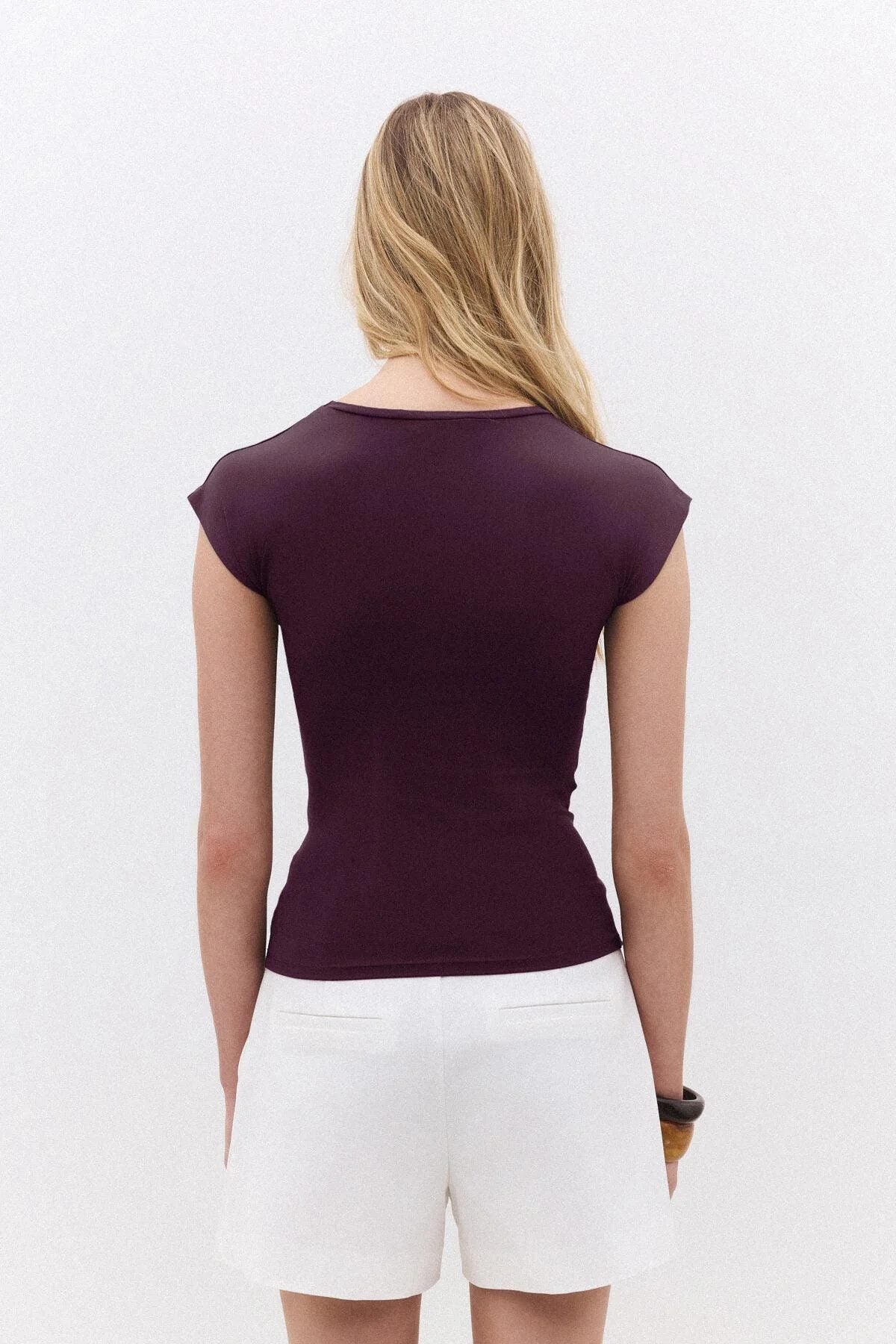 Basic-T-Shirt aus weichem, strukturiertem Polyamid
