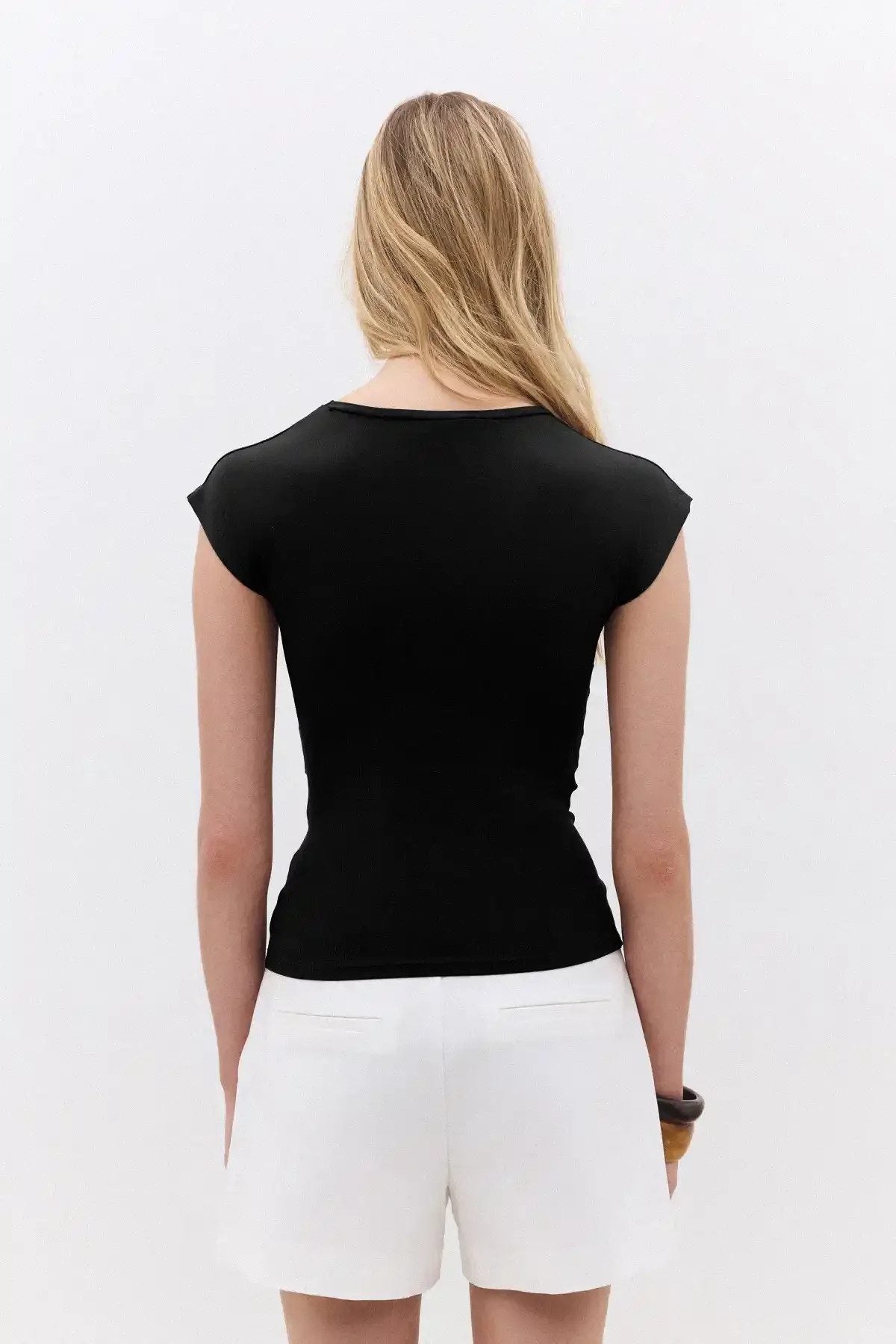 Basic-T-Shirt aus weichem, strukturiertem Polyamid