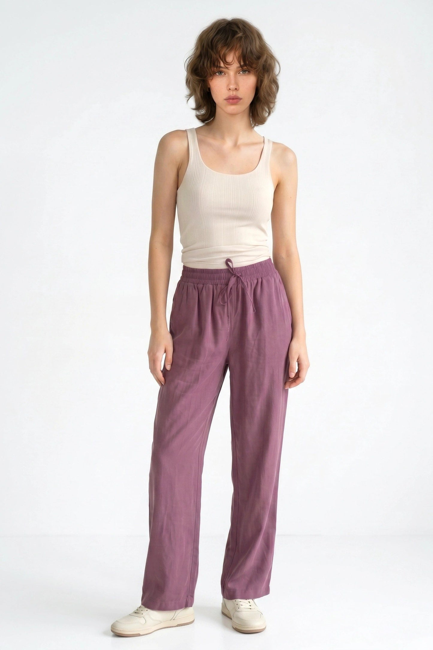 Strukturiertes ärmelloses Rundhals-Top