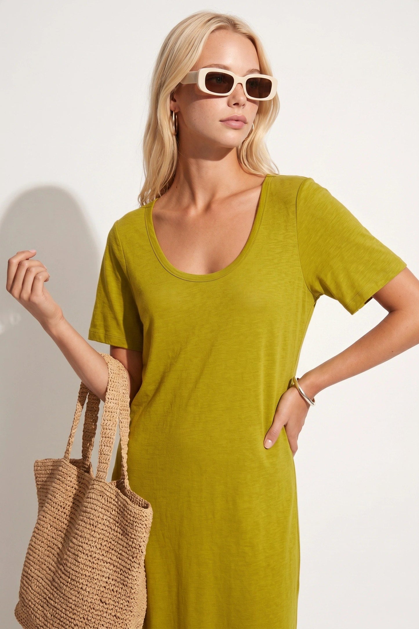 Rundhals Kurzarm Maxikleid
